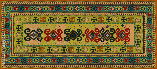 Persian carpet original design, tribal vector texture. Easy to edit and change a few colors by swatch window.