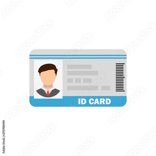 plastic id card with photo in flat