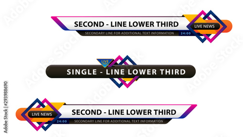 Vector video headline title or television news bar design template isolated on white background