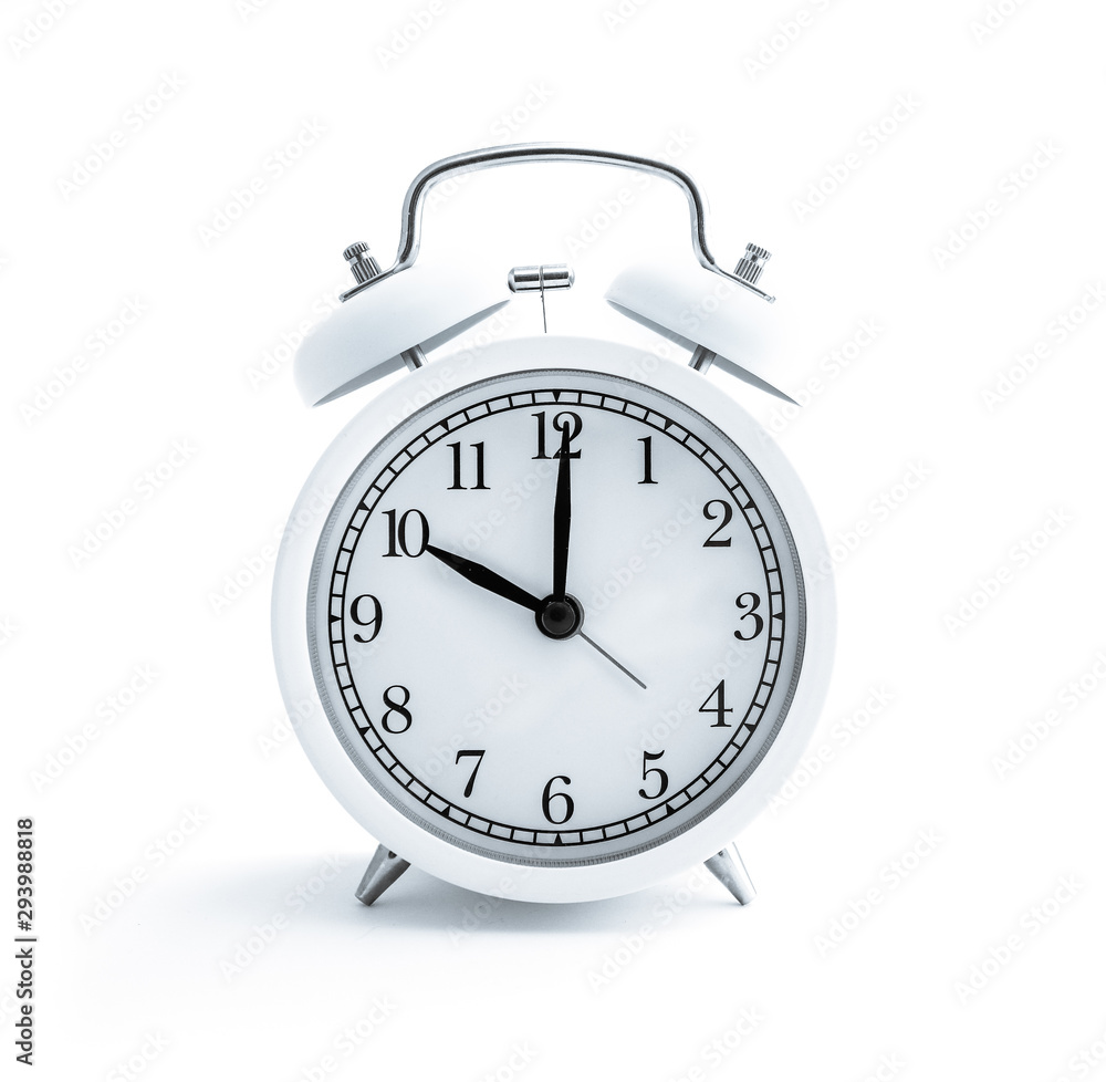 White clock on white background, time 10 a.m. Calm and cheerful morning concept. White clock on white background, time 10 a.m. Calm and cheerful morning concept.