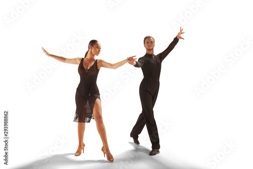 Ballroom dancing isolated on white.