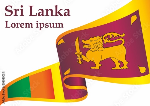 Flag of Sri Lanka, Democratic Socialist Republic of Sri Lanka. Template for award design, an official document with the flag of Sri Lanka. Bright, colorful vector illustration for graphic and web desi