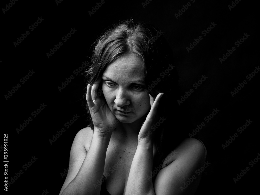 Young Woman Showing Expresion Black & White Isolated Young Woman Showing Expresion Black & White Isolated