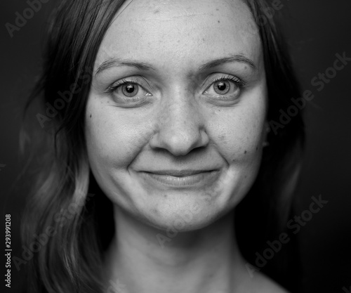 Young Woman Showing Expresion Black & White Isolated 