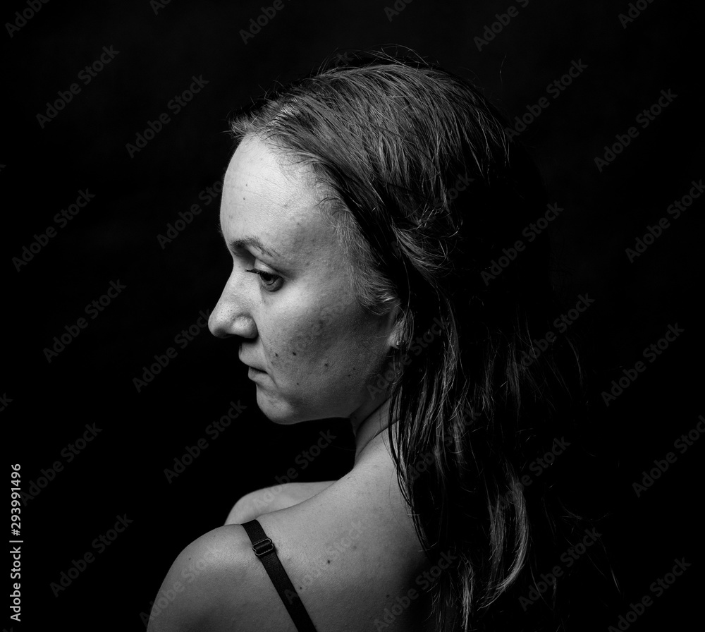 Young Woman Showing Expresion Black & White Isolated Young Woman Showing Expresion Black & White Isolated