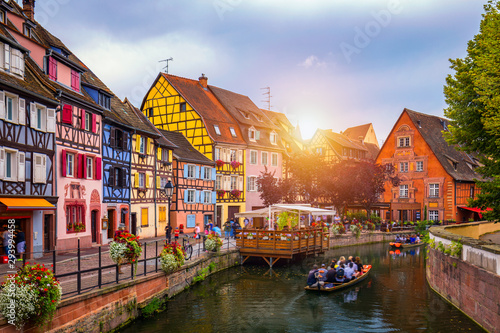 Colmar, Alsace, France. Petite Venice, water canal and traditional half timbered houses. Colmar is a charming town in Alsace, France. Beautiful view of colorful romantic city Colmar, France, Alsace.