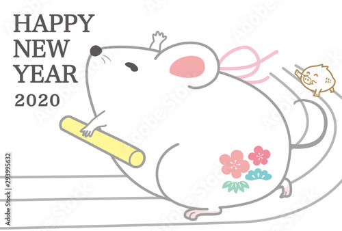 ネズミ,ねずみ,鼠,子,年賀状素材,はがきテンプレート,イラスト素材,かわいい,可愛い,ポップ,ポップな,おしゃれな,年賀状,年賀,テンプレート,素材,書き込み,書き込みスペース,余白,書き込める,正月,お正月,年賀はがき,新年,挨拶状,干支,ヨコ,横,横位置,イラスト,イラストレーション,白鼠,白ネズミ,白ねずみ,ハツカネズミ,松竹梅,梅の花,横向き,走っている,リレー,イノシシ,バトン,202