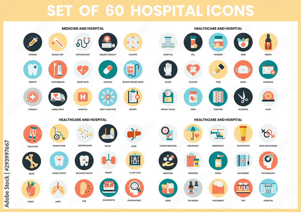 Hospital icons set for business, Hospital icons set for business,