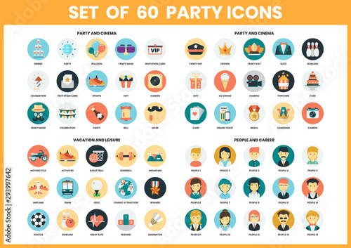 Party icons set for business
