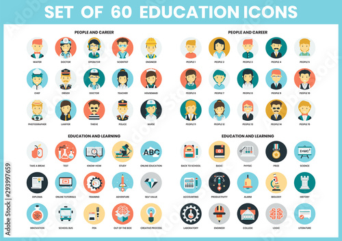 education icons set for business