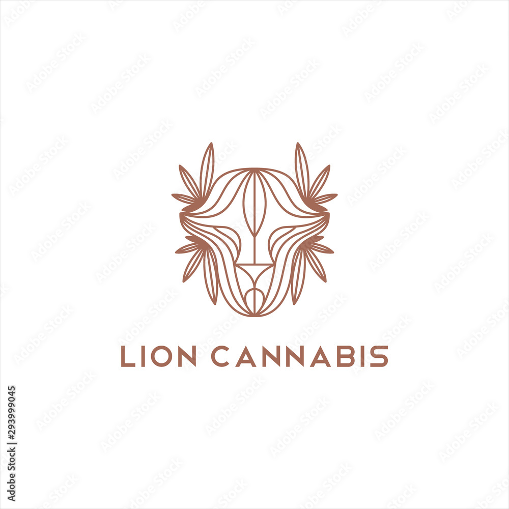 cannabis in the shape of a lion logo design