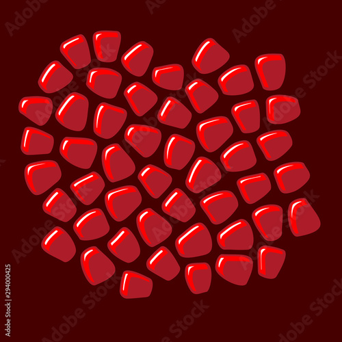 Pomegranate seeds. Bunch of fresh juicy pomegranate grains. Objects separated for move every seed directly.