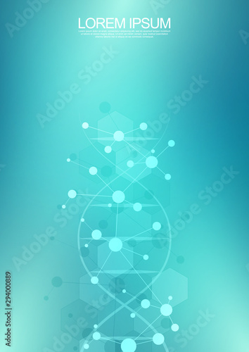 DNA strand background and genetic engineering or laboratory research. Medical technology and science concept.