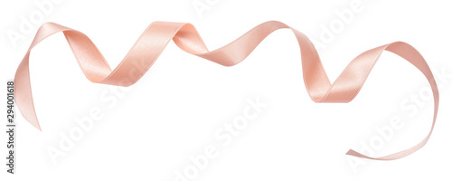 Photo Pink ribbon curl isolated on white background