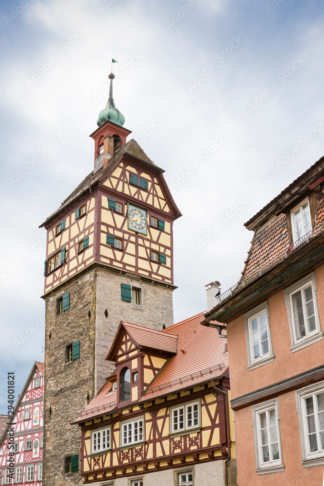 Jodokus Tower in historical town Schwabisch Hall, Germany