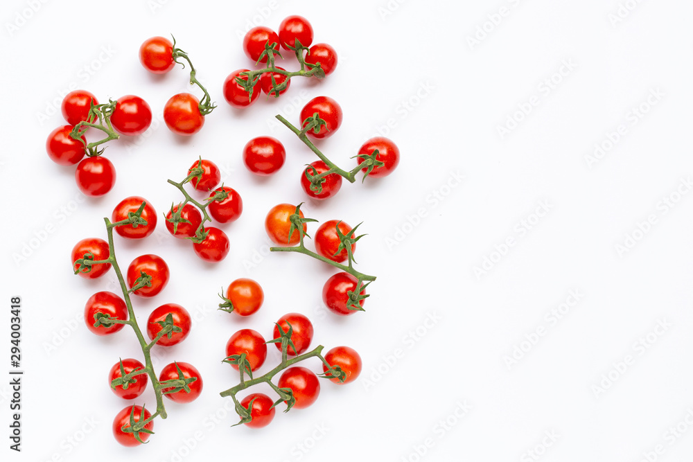 Fresh cherry tomatoes on white background. Fresh cherry tomatoes on white background.
