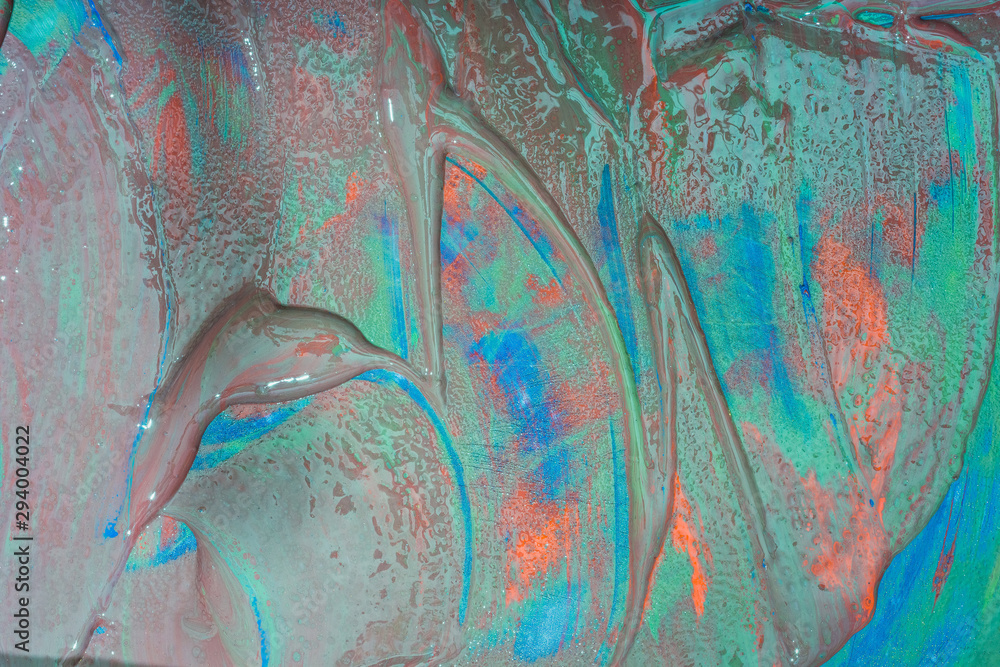 Fototapeta premium Abstract artwork- marbled effect. Pigment water background. Liquid acrylic- color blot