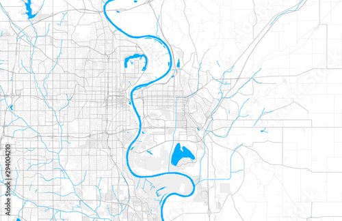Rich detailed vector map of Council Bluffs, Iowa, USA