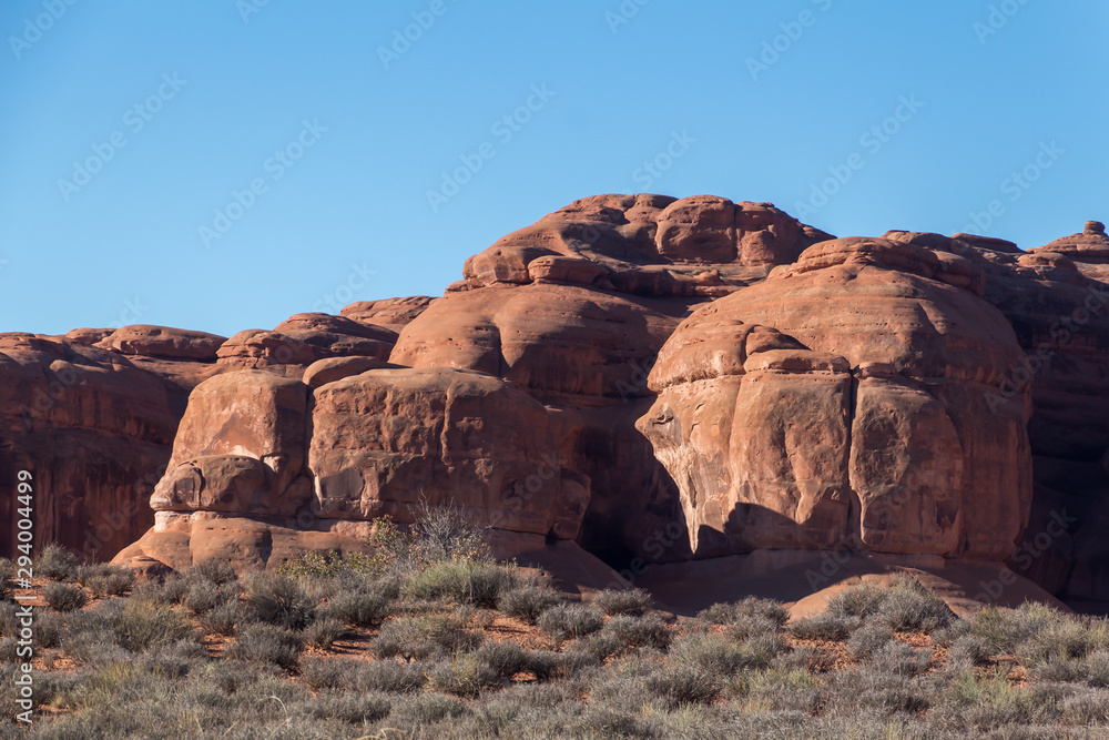 Sandstone rock worn smooth by erosion