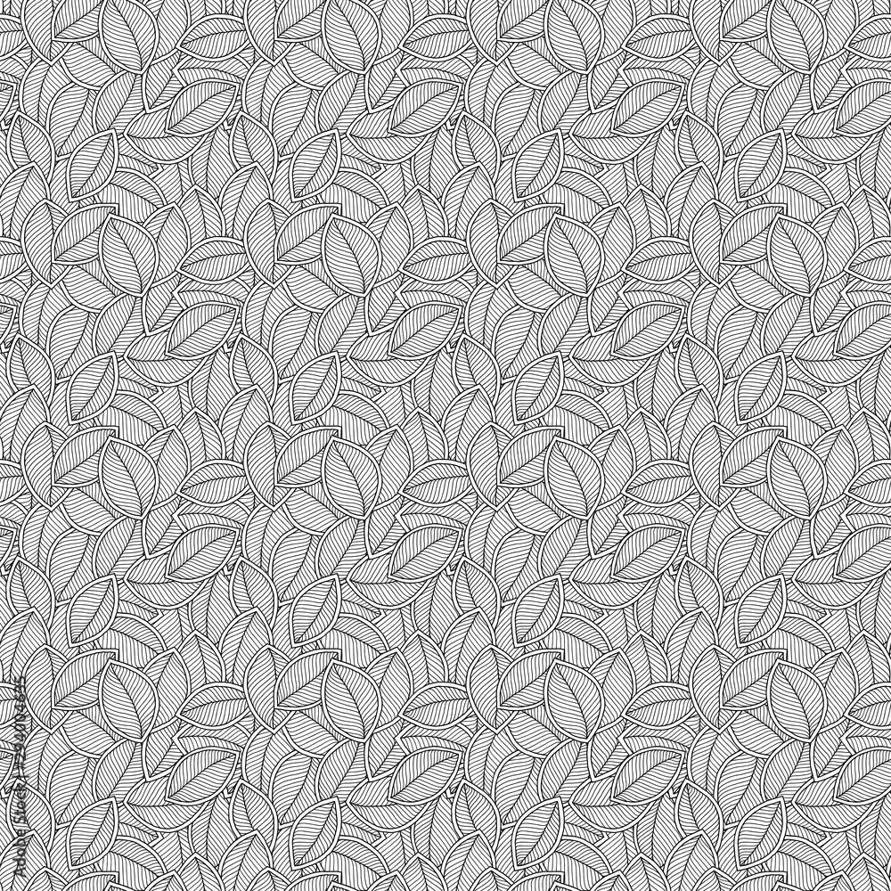 Graphic leaves seamless pattern.