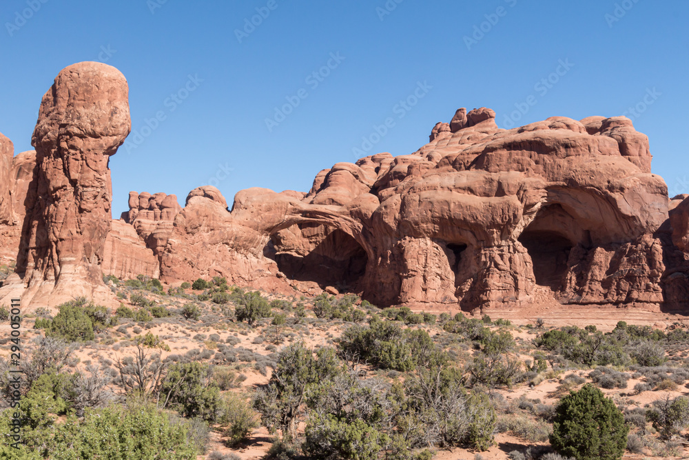 Fototapeta premium view of double arch in Arches National Park