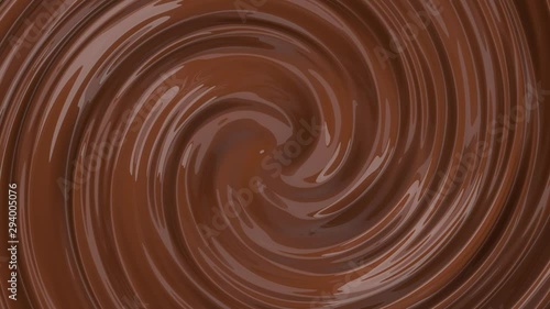 twisting molten chocolate loop. 3d illustration, looping 4k video