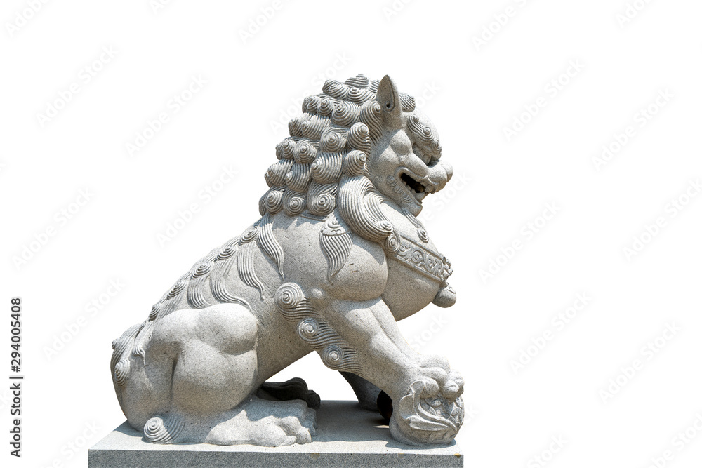 custom made wallpaper toronto digitalChinese Stone Lion in Thai temple isolated on white background.Beside