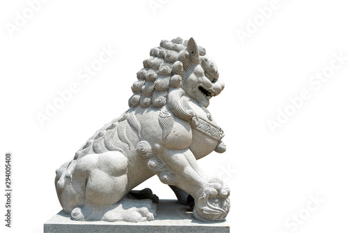 Wallpaper Mural Chinese Stone Lion in Thai temple isolated on white background.Beside Torontodigital.ca