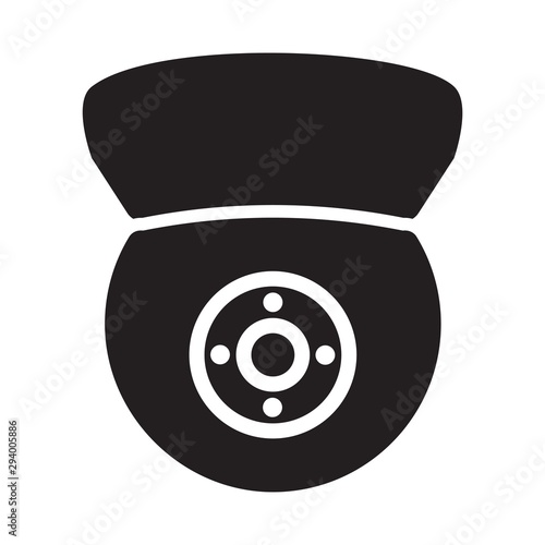 Black icon illustration for cctv camera isolated on white background