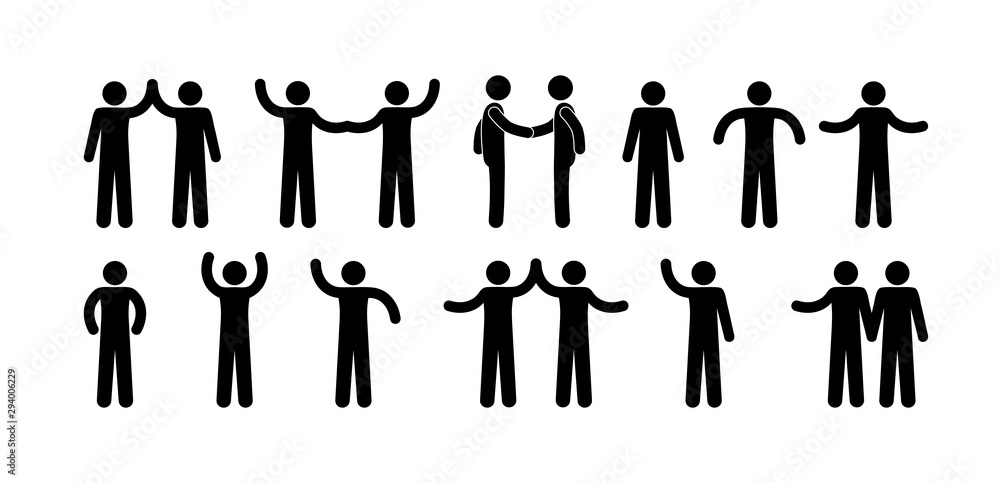 stick figure man icon, isolated people silhouettes, human pictograms set, basic gestures and poses stick figure man icon, isolated people silhouettes, human pictograms set, basic gestures and poses