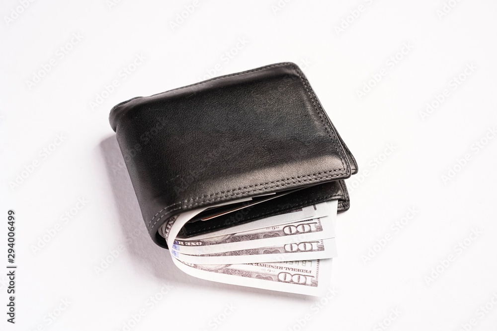 Empty notebook with wallets on white background. Copy space for text Empty notebook with wallets on white background. Copy space for text