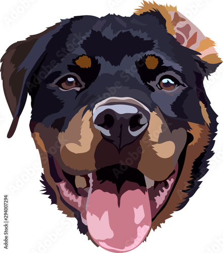 Happy Rottweiler Face Handdrawn Vector