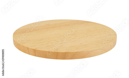 Round wooden chopping board isolated
