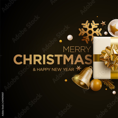 Merry Christmas and New Year greeting card design.