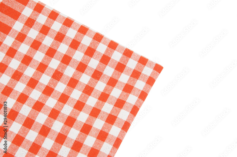 Red checked tablecloth isolated on white