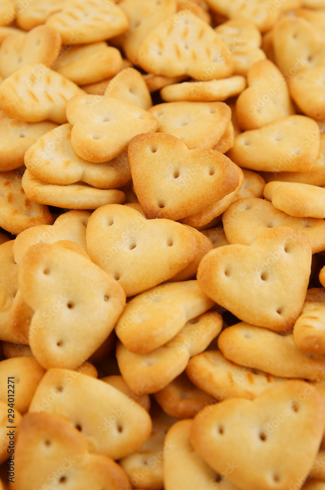 Heart shaped crackers background