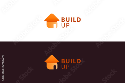 building modern logo design sign illustration symbol vector house build up text simple minimalist