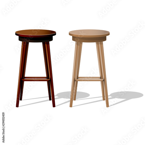 Bar wooden stool isolated on white - stand up show stool