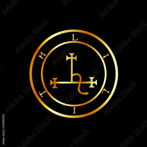 Sigil of Lilith- Female demon Lilith symbol in gold colors photo