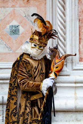 Venice carnival character in mask and costume