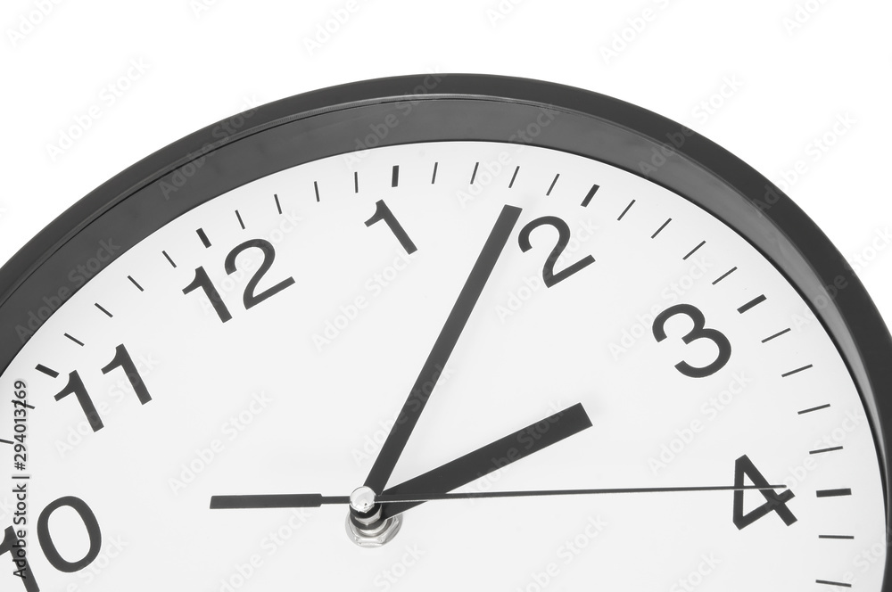 Round clock isolated on white close up Round clock isolated on white close up
