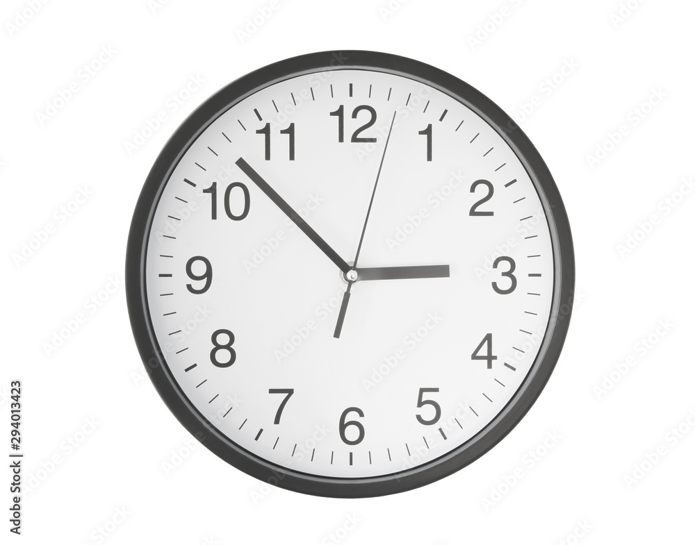 Round wall clock isolated on white background Round wall clock isolated on white background