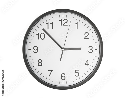 Round wall clock isolated on white background