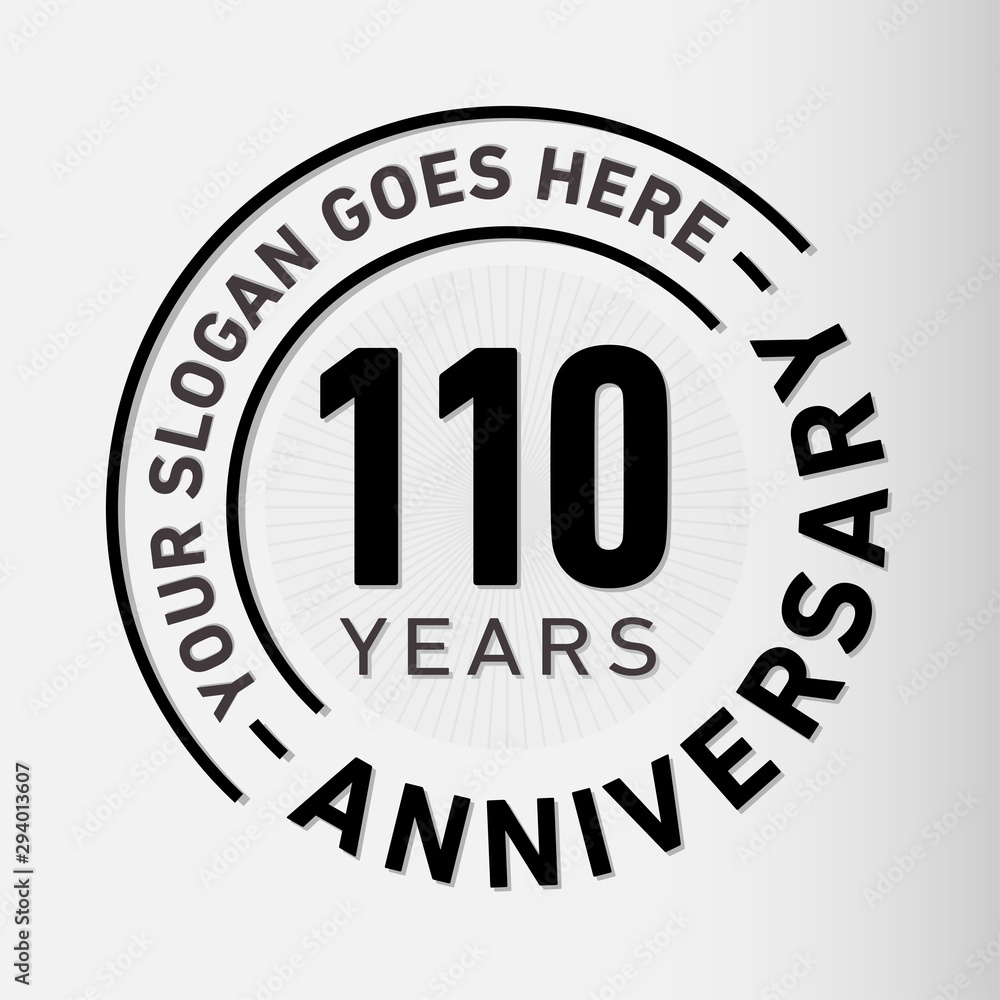110 years anniversary logo template. One hundred and ten years celebrating logotype. Vector and illustration.