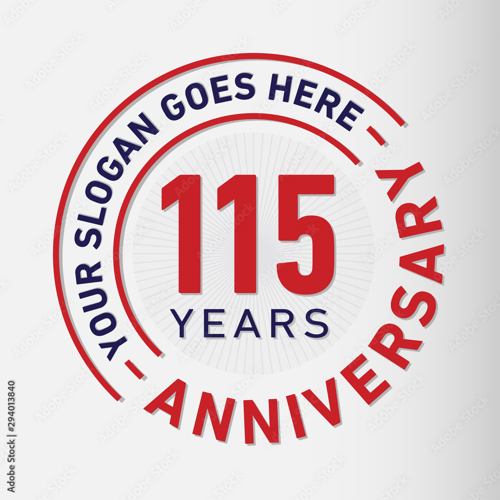 115 years anniversary logo template. One hundred and fifteen years celebrating logotype. Vector and illustration.