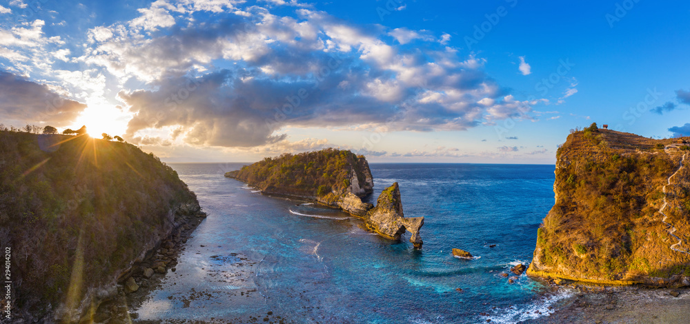 Panorama of aerial view Atuh beach in Nusa penida island, Bali in Indonesia. Panorama of aerial view Atuh beach in Nusa penida island, Bali in Indonesia.