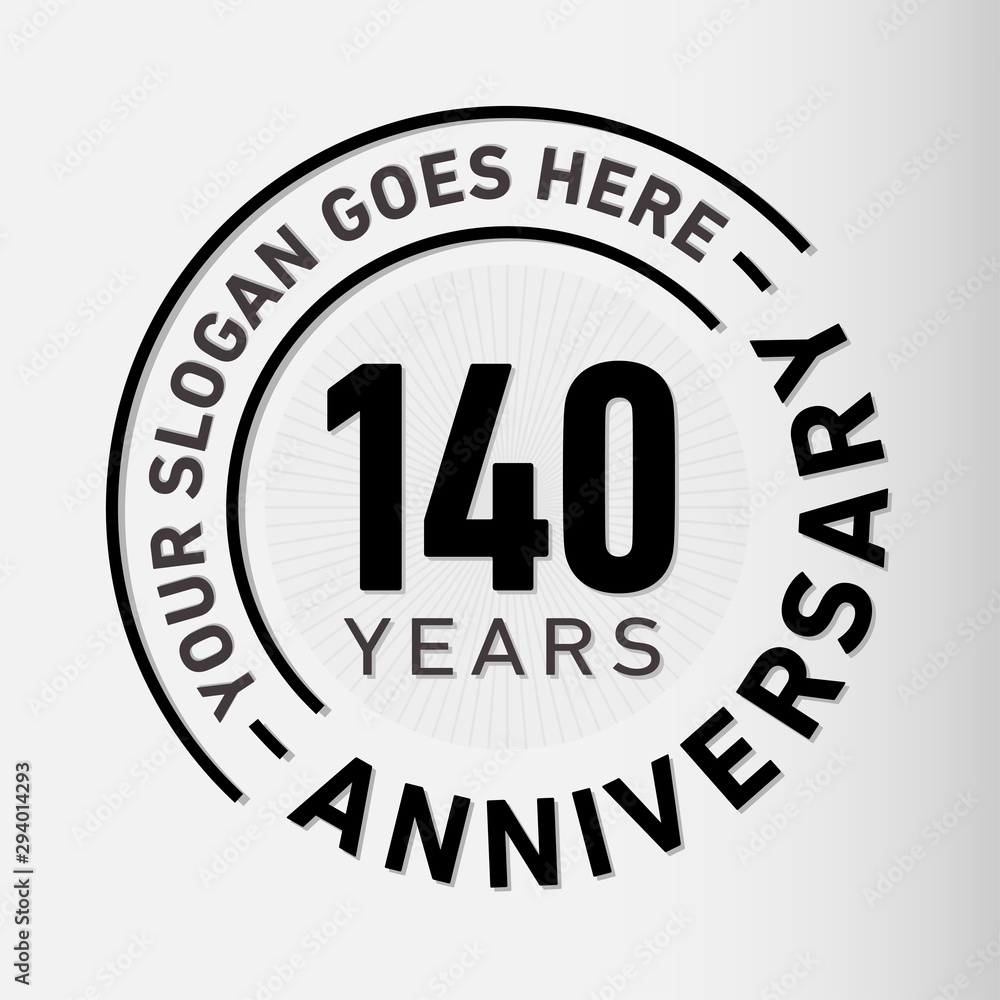 140 years anniversary logo template. One hundred and forty years celebrating logotype. Vector and illustration.