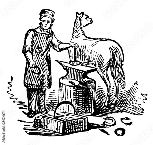 Blacksmith, vintage illustration.