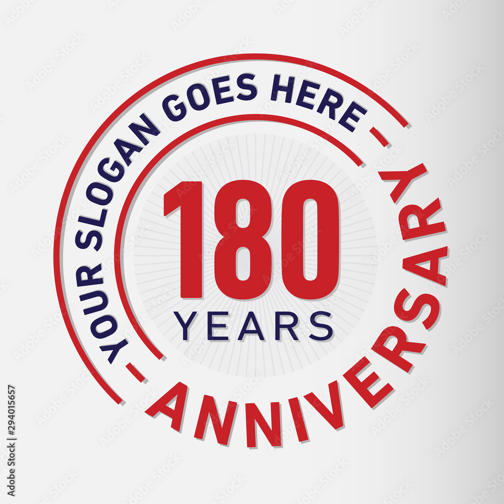 180 years anniversary logo template. One hundred and eighty years celebrating logotype. Vector and illustration.