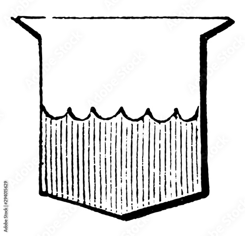 Party Per Fess Engrailed has a shield parted in the centre by an horizontal line, vintage engraving.